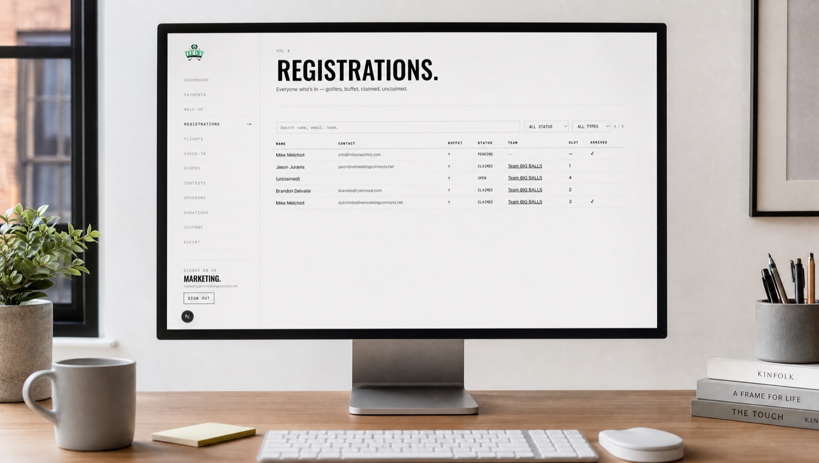 Registrations admin