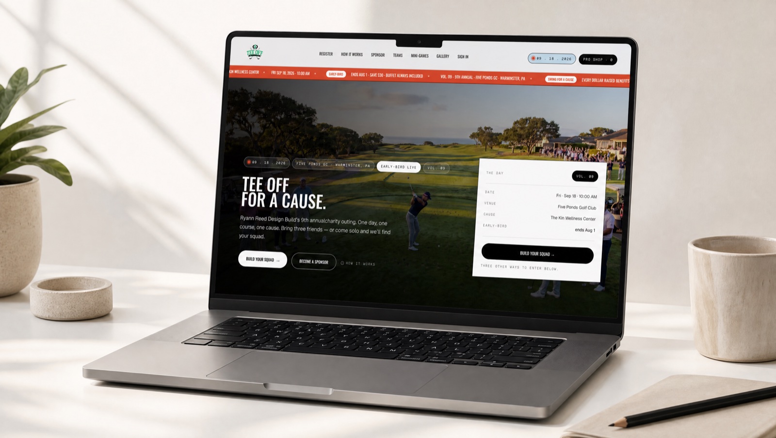 TOFAC homepage shown on a laptop — marketing mockup